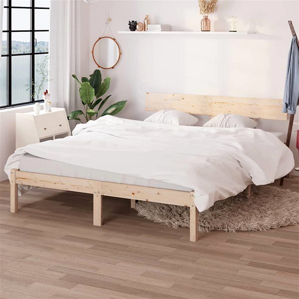 Rám postele Shumee, masívne drevo, borovica, 160 × 200 cm, 810157 ...