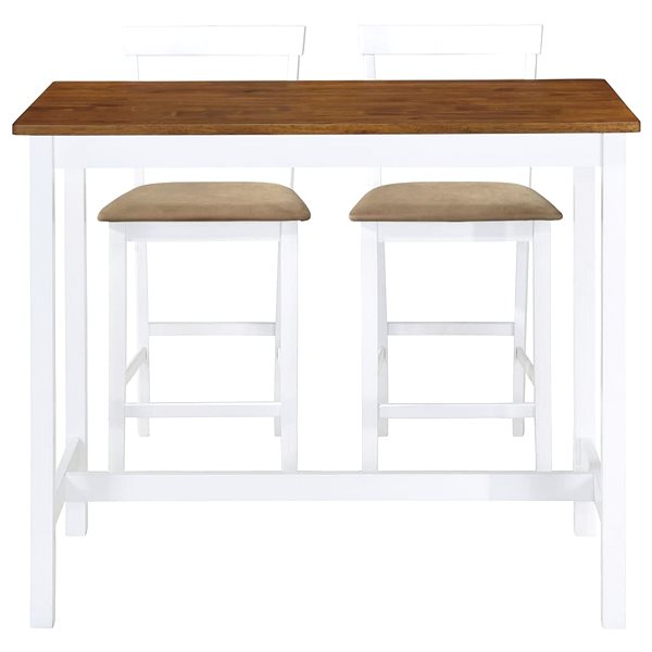 Barový set Barový stôl a stolička sada 3 kusy masívne drevo hnedo-biele 275233 ...