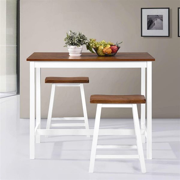Barový set Barový stôl a stoličky súprava 3 kusov z masívneho dreva 245547 ...