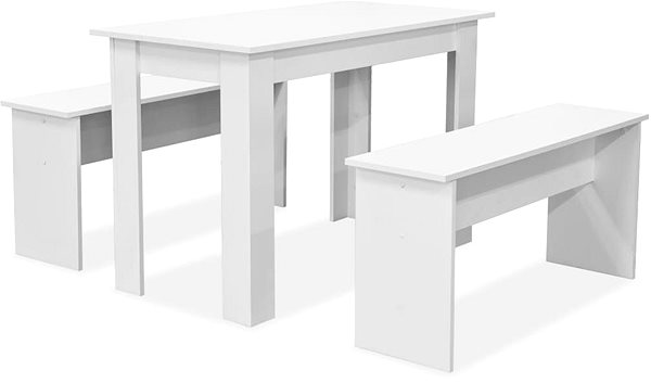 Jídelní set Jídelní stůl a lavice 3 kusy dřevotříska bílá 244865 ...