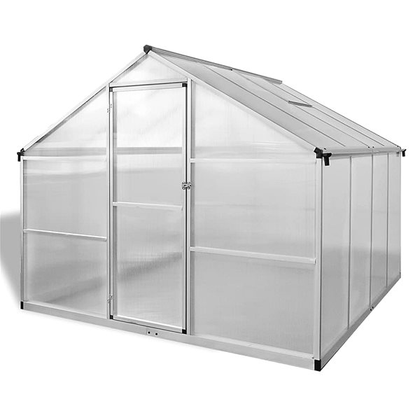 Skleník Spevnený hliníkový skleník so základným rámom 242 × 250 × 195 cm 6,05 m2 ...