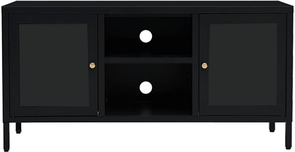 TV stolík SHUMEE čierny 105 × 35 × 52 cm oceľ a sklo ...