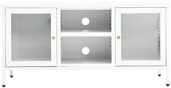 TV stolík SHUMEE biely 105 × 35 × 52 cm oceľ a sklo ...