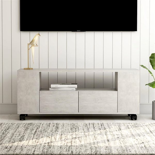 TV stolík SHUMEE betónovosivý, 120 × 35 × 43 cm ...
