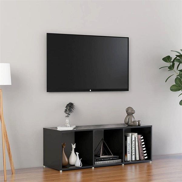 TV stolek SHUMEE šedý s vysokým leskem 107 × 35 × 37 cm  ...