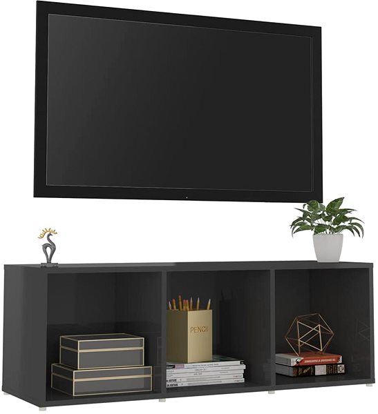 TV stolek SHUMEE šedý s vysokým leskem 107 × 35 × 37 cm  ...