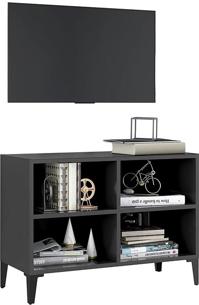 TV stolík SHUMEE s kovovými nohami sivý 69,5 × 30 × 50 cm ...