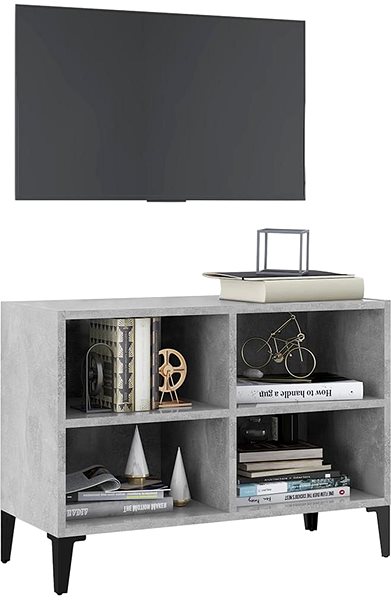 TV stolík SHUMEE s kovovými nohami betónovosivý 69,5 × 30 × 50 cm ...