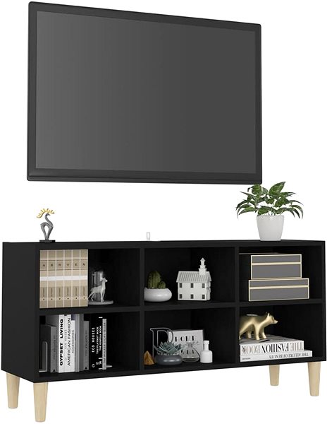 TV stolík SHUMEE masívne drevené nohy čierny 103,5 × 30 × 50 cm ...