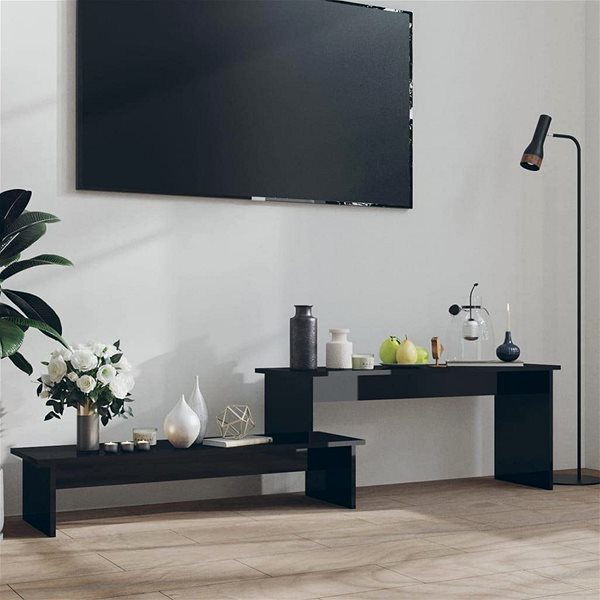 TV stolík SHUMEE čierny s vysokým leskom 180 × 30 × 43 cm ...