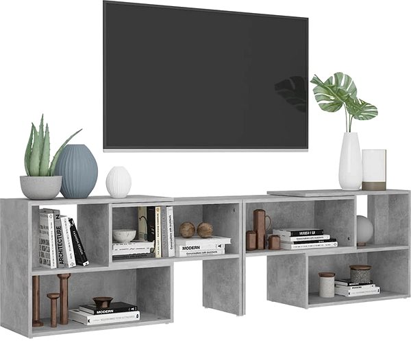 TV stolík SHUMEE betónosivý, 149 × 30 × 52 cm ...