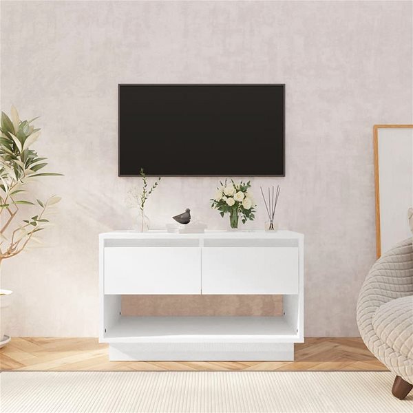 TV stolík SHUMEE biely s vysokým leskom 70 × 41 × 44 cm ...