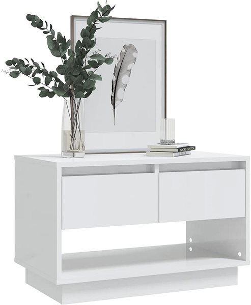 TV stolík SHUMEE biely s vysokým leskom 70 × 41 × 44 cm ...