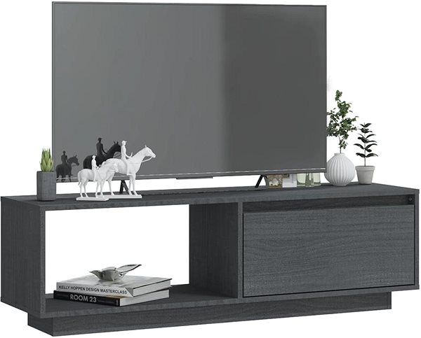 TV stolík SHUMEE sivý 110 × 30 × 33,5 cm masívne borové drevo ...