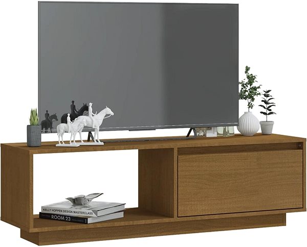TV stolík SHUMEE medovohnedý 110 × 30 × 33,5 cm masívne borové drevo ...