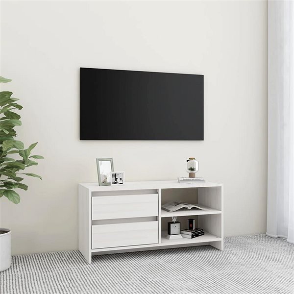 TV stolík SHUMEE biely 80 × 31 × 39 cm masívne borové drevo ...