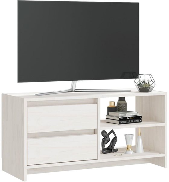 TV stolík SHUMEE biely 80 × 31 × 39 cm masívne borové drevo ...