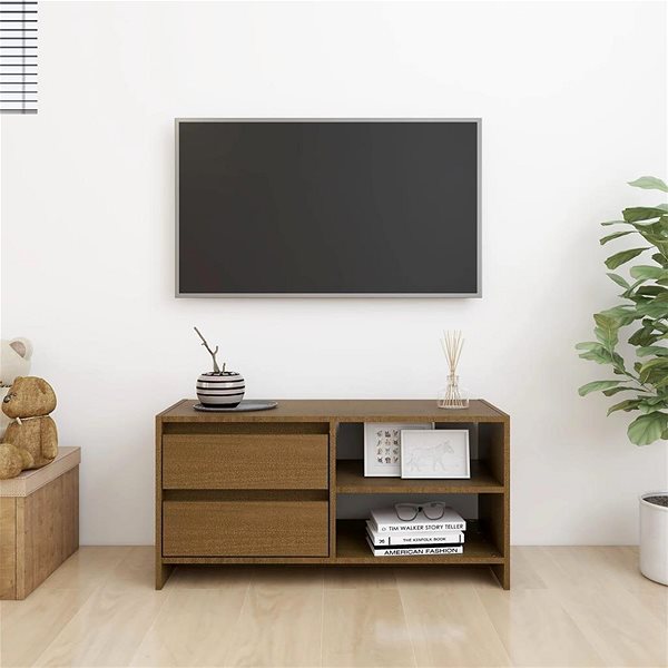 TV stolík SHUMEE medovohnedý 80 × 31 × 39 cm masívne borové drevo ...