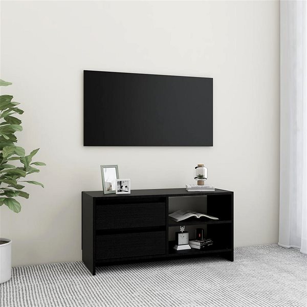 TV stolík SHUMEE čierny 80 × 31 × 39 cm masívne borovicové drevo ...