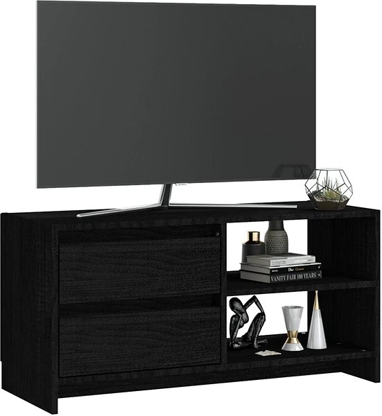 TV stolík SHUMEE čierny 80 × 31 × 39 cm masívne borovicové drevo ...