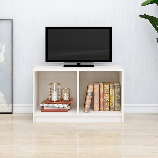 TV stolík SHUMEE biely 70 × 33 × 42 cm masívne borové drevo ...