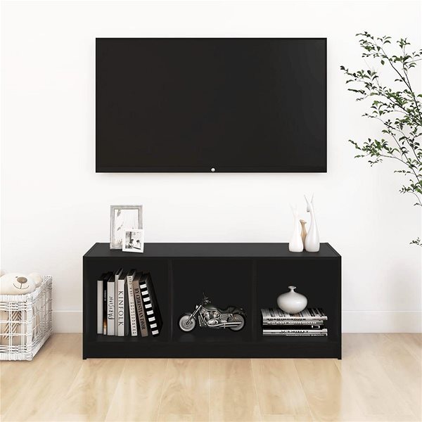 TV stolík SHUMEE čierny 104 × 33 × 41 cm masívne borovicové drevo ...