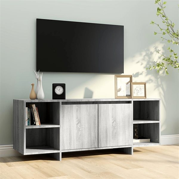 TV stolík SHUMEE šedý sonoma 130 × 35 × 50 cm ...