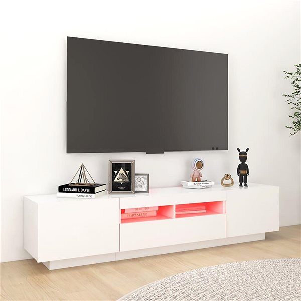 TV stolík SHUMEE s osvetlením LED biely 180 × 35 × 40 cm ...