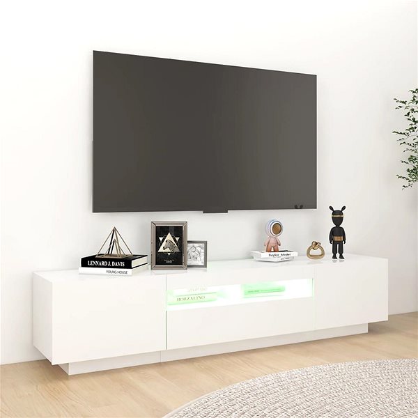 TV stolík SHUMEE s osvetlením LED biely 180 × 35 × 40 cm ...