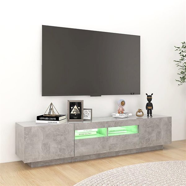TV stolík SHUMEE s osvetlením LED betónovosivý 180 × 35 × 40 cm ...