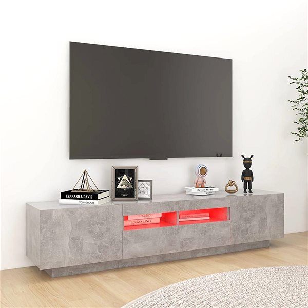 TV stolík SHUMEE s osvetlením LED betónovosivý 180 × 35 × 40 cm ...