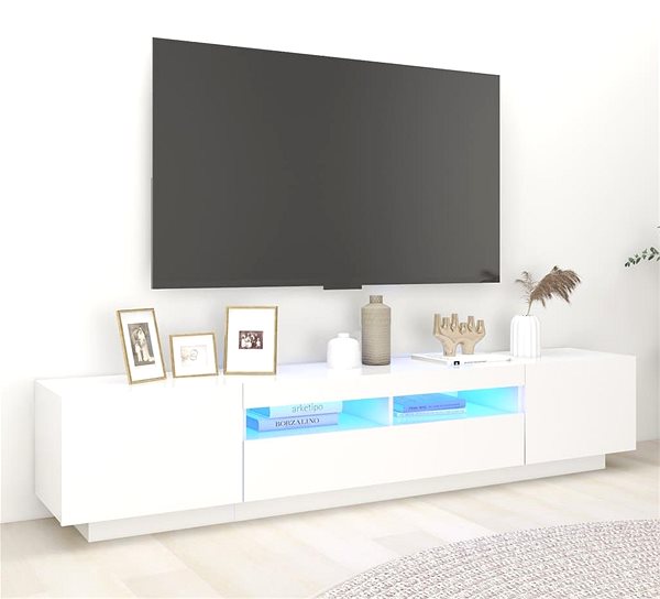TV stolík SHUMEE s osvetlením LED biely 200 × 35 × 40 cm ...