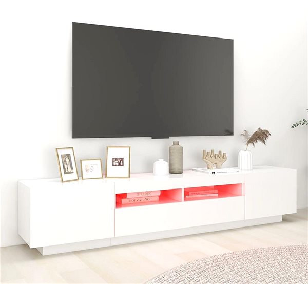 TV stolík SHUMEE s osvetlením LED biely 200 × 35 × 40 cm ...