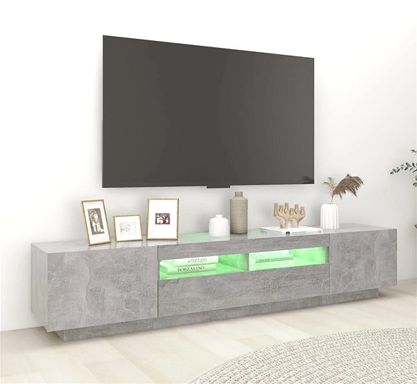 TV stolík SHUMEE s osvetlením LED betónovosivý 200 × 35 × 40 cm ...