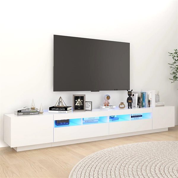 TV stolík SHUMEE s osvetlením LED biely 260 × 35 × 40 cm ...