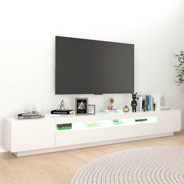 TV stolík SHUMEE s osvetlením LED biely 260 × 35 × 40 cm ...