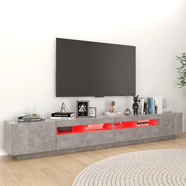 TV stolík SHUMEE s osvetlením LED betónovosivý 260 × 35 × 40 cm ...