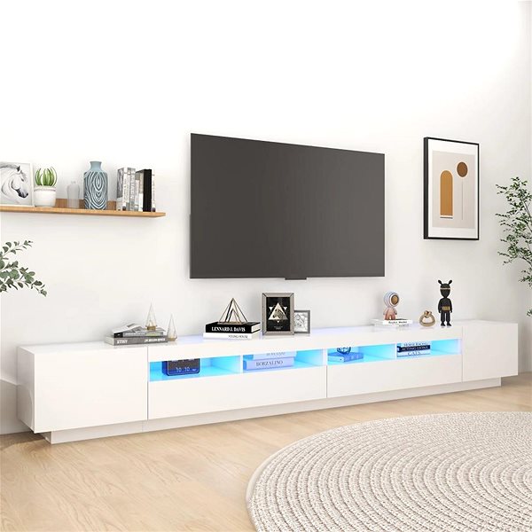 TV stolík SHUMEE s osvetlením LED biely 300 × 35 × 40 cm ...