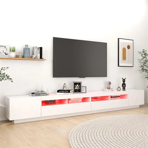 TV stolík SHUMEE s osvetlením LED biely 300 × 35 × 40 cm ...