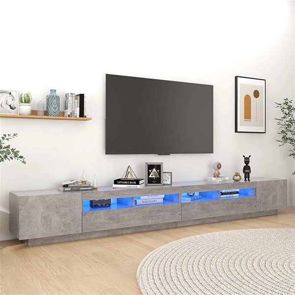 TV stolík SHUMEE s osvetlením LED betónovosivý 300 × 35 × 40 cm ...