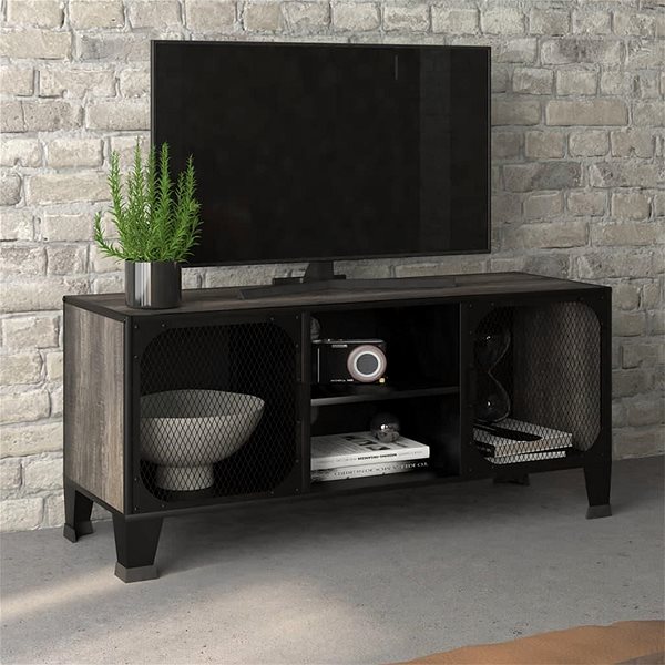 TV stolek SHUMEE šedý 105 × 36 × 47 cm kov a MDF ...