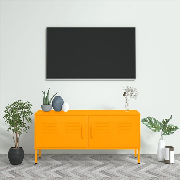 TV stolík SHUMEE horčicovožltý 105 × 35 × 50 cm ...