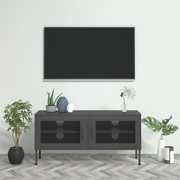 TV stolík SHUMEE antracitový, 105 × 35 × 50 cm ...