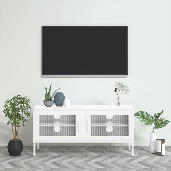 TV stolík SHUMEE biely, 105 × 35 × 50 cm ...