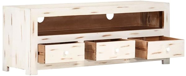 TV stolík SHUMEE masívne akáciové drevo 110 × 30 × 40 cm biely ...