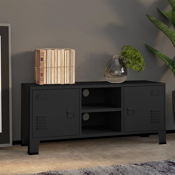 TV stolek Industriální SHUMEE černý 105 × 35 × 42 cm kov ...