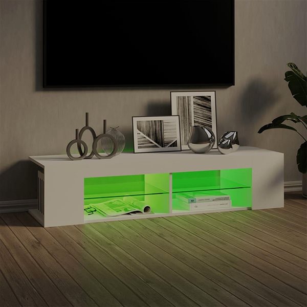 TV stolík SHUMEE s osvetlením LED biely 135 × 39 × 30 cm ...