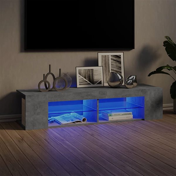 TV stolík SHUMEE s osvetlením LED betónovosivý 135 × 39 × 30 cm ...