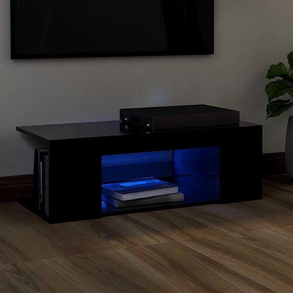 TV stolík SHUMEE s osvetlením LED čierny 90 × 39 × 30 cm ...