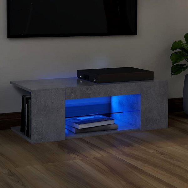 TV stolík SHUMEE s osvetlením LED betónovosivý 90 × 39 × 30 cm ...